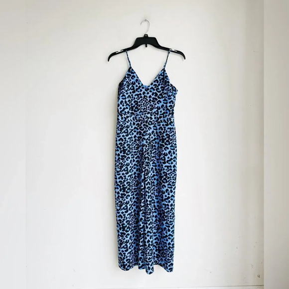 BANANA REPUBLIC | Blue Animal Print Wide Leg Jumpsuit | 2 - Picture 2 of 5